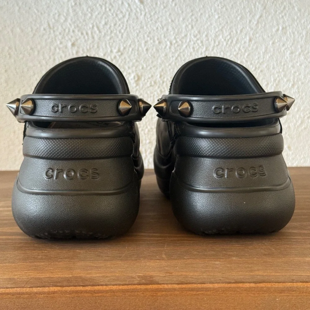 Crocs Bae Platform Studded Clogs Black Metal Spike Goth Emo Womens Size 5‎